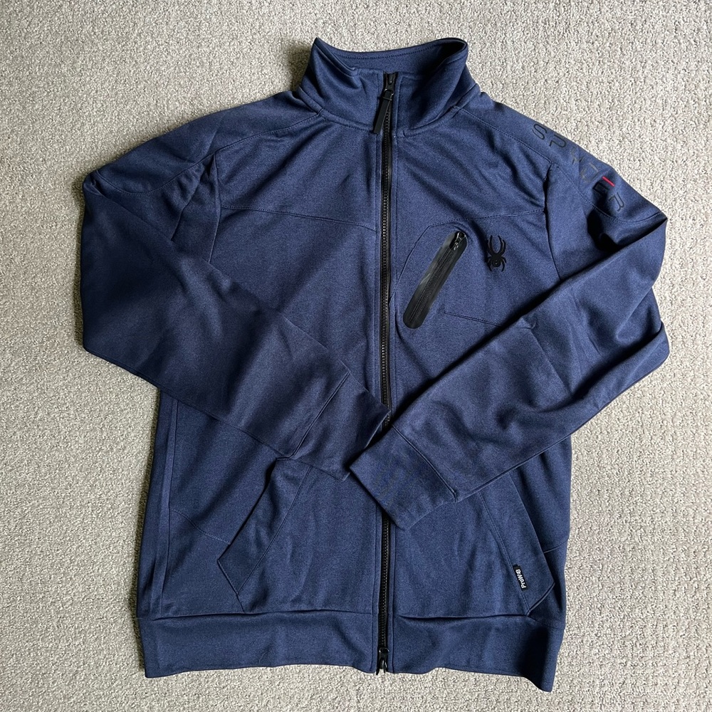 EUC SPYDER Active full-zip Moisture Wicking Zip Pocket Jacket Navy Blue Size: M